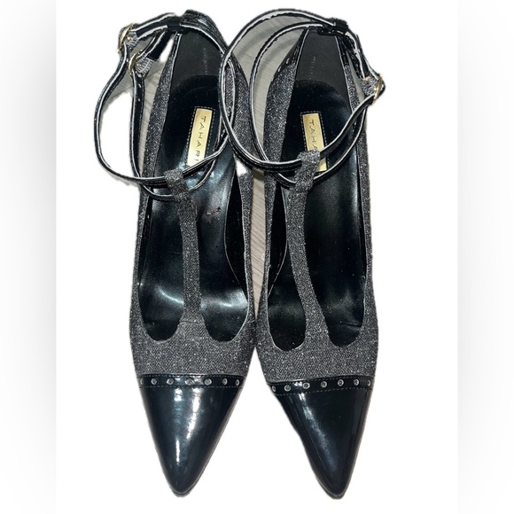 Tahari Brianna Black Patent Tip Leather T-Strap Heels, Size 8.5M - Picture 2 of 12